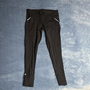 Athleta Medium Dark ruched Joggers reflective strips